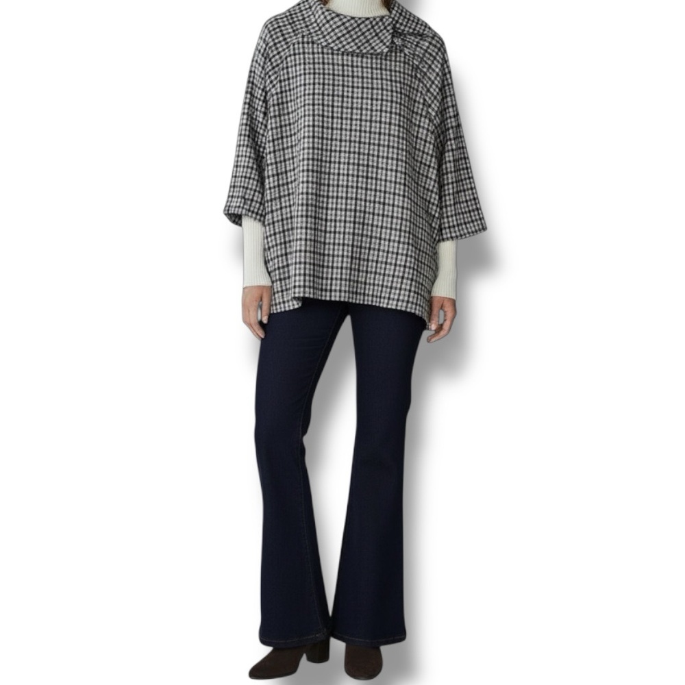 Kal Rieman Italian Woven Cotton Elastane Plaid Check Tunic Asymmetric S